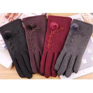 China Wine Red Fleece Touchscreen Winter Gloves With Super Soft Lining Keeping Warm supplier