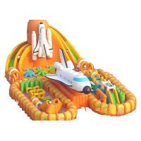China Orange Space Shuttle Inflatable Obstacle Course Sports Games 30m Long Interactive on sale