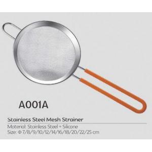 China Hot selling kitchen stainless steel mesh strainer with silicone ear and handle supplier