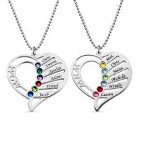 China S925 Sterling Silver Love Personalized Custom Name Letter Mother'S Birthstones Day Engraved Heart Love Memory Necklace on sale