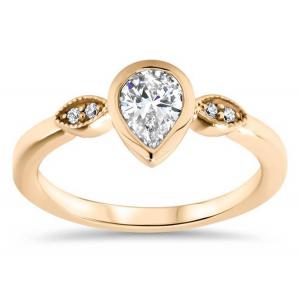 0.77carat 10k Gold Moissanite Ring , Gold Solitaire Engagement Ring 5×7mm Dimension