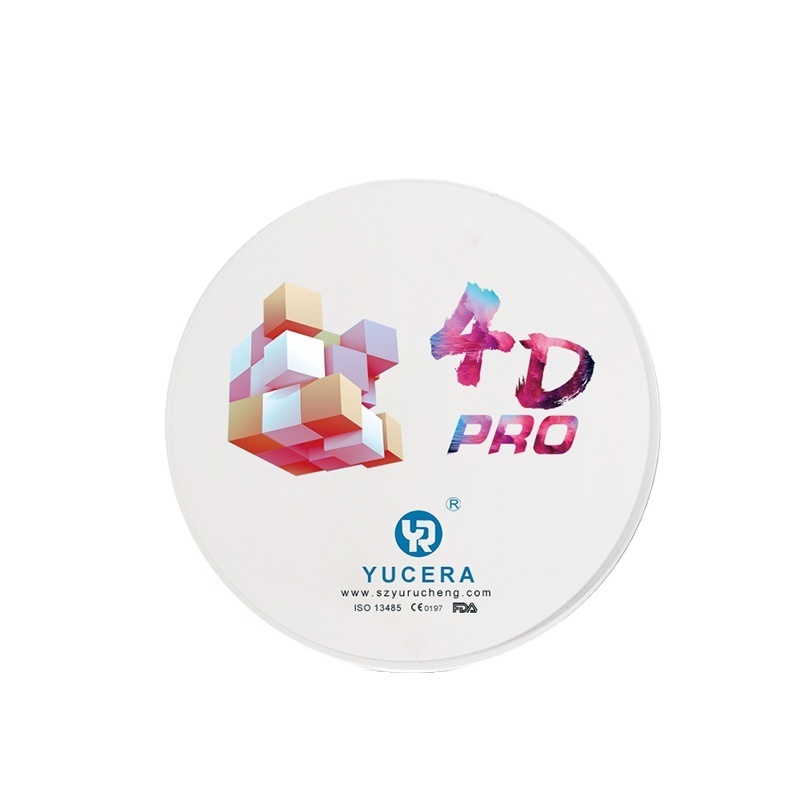 China Yucera 4D PRO Multilayer Zirconia Blocks Dental Lab CAD CAM Milling Material 43%-57% Translucency 700-1200MPa Strength VITA16&BL wholesale