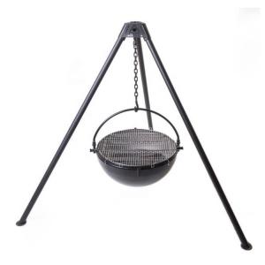 Outdoor Camping Cooking Corten Steel Fire Pit Cauldron With Tripod Stand