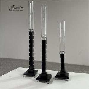 ZT-051 Metal Glass Candlestick Holder 3 pcs Set Tall Table Centerpiece Wedding Decor Supplies Crystal Candle Holder