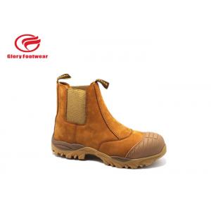China Anti-Piercing Leather Safety Shoes , Brown Mens Lightweight Work Boots Anti-Smashing wholesale