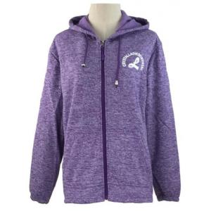 Hooded Zip Up Ladies Fleece Jackets 100% Polyester Strong Wear Resisting