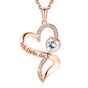 Rose Gold Crystal Double Heart Necklace 18in 0.29oz Austrian crystal Crystals Rhodium Plated