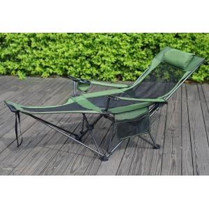 Portable Folding Adjustable Reclining Leisure Mesh Camping Chair With Removable Footrest, Foam Pillow, Cup Holder