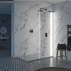 China Walk In Glass Shower Door Frameless Design  Polished Edge supplier