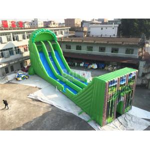 Commercial Giant Inflatable Zip Line Slide For Adults Green Color