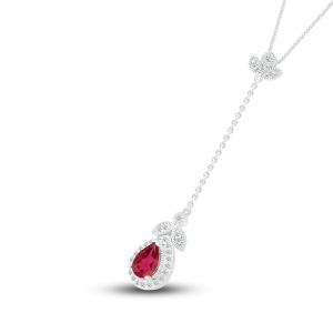 Lab-Created Sapphire & Lab-Created Ruby Necklace Sterling Silver