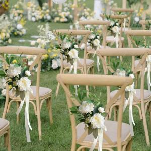 Waterproof Artificial Fake Wedding Flowers Arrangements For Chair Back Decoration