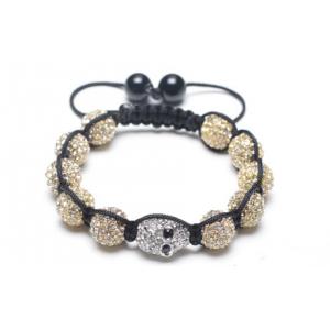 China Shamballa Beaded Cuff Bracelets Jewelry with Clear Crystal Alloy Skull Beads and Rounds supplier