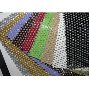 China Hole Punch Pattern PU Black Perforated Leather Fabric With Nonwowoven Backing supplier