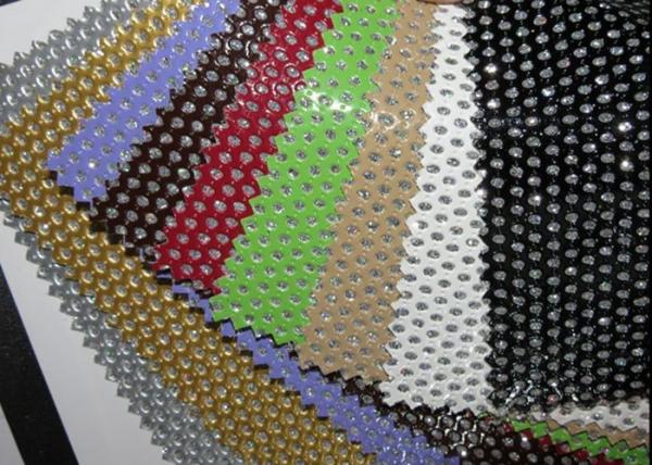 Hole Punch Pattern PU Black Perforated Leather Fabric With Nonwowoven Backing