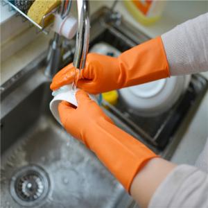 Puncture Resistant Household 80g Rubber Dishwashing Gloves