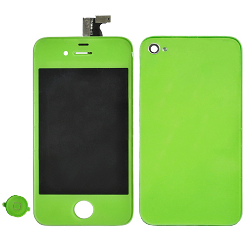 China Digitador da exposição do LCD & tampa traseira & botão pintados Conjunto-verdes para o Apple iPhone 4 supplier