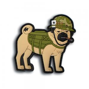 China NAM Pug Rubber Iron On Patches 90MM Diameter 6C Color Velcro Backing supplier