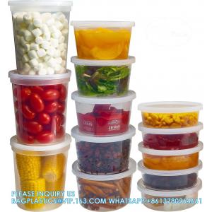 Food Storage Containers With Lids 8oz, 16oz, 32oz Freezer Deli Cups Combo Pack, 44 Sets BPA-Free Leakproof Round