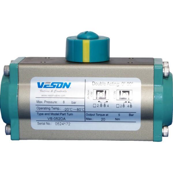 ISO5211 DIN3337 Standard Hard Anodized Aluminum Pneumatic Air Actuator with Double-acting Cylinder