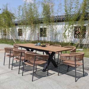 China New Design Plastic Wood Table And Chair Set Waterproof Flexible Combination Table Bench Set wholesale