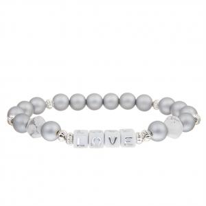 China 8mm Silver Stone Beaded Love Bracelet For Women Fashion Jewelry Wholesale supplier