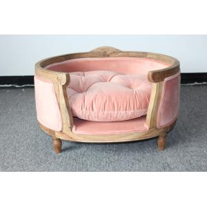 China Nice design furniture for dogs oak wood frame dog house good cushion with velvet fabric dog house supplier