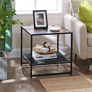 Small Side Table with Unique Design, Industrial Side Table, Side Table with Mesh Shelf, ULET53XB