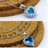 Sterling Silver Created Blue Topaz Heart Pendant Necklace for Women (N12281)