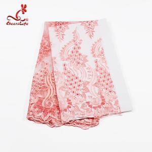 China Color Brilliancy Flower Lace Fabric Embroidery Flower Cloth Fabric For Fashion Clothing supplier