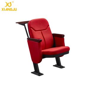 China 550mm Dimention Metal Folding Seat Fixed On Floor Lecture Hall Chairs with table at back supplier