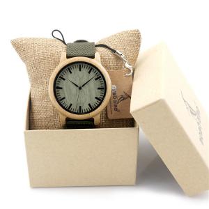 China Nylon band green wood dial men quartz wrist watches wholesale