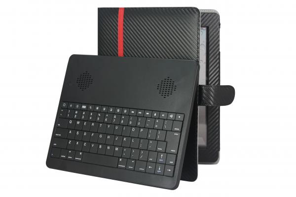 Embedded PU leather 5V Ipad3 Bluetooth Keyboard Case 2.0 with stereo speaker