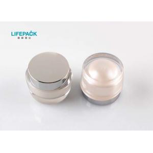 Customized Face Cream Jars , Plastic Cream Containers Pearl White Color