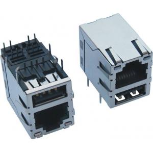 China Stacked Single Port RJ45 USB Connector With 10 / 100 / 1000 Mangetics And Transformer supplier