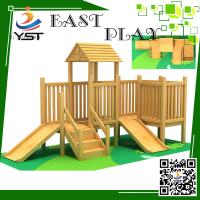 China Indoor Wooden Playground Equipment , Childrens Wooden Playhouse With Slide on sale