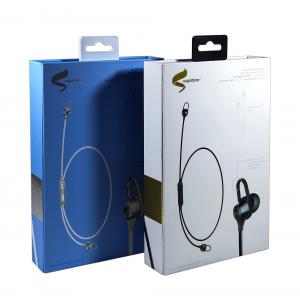 CDR Design Blue White Electronic Product Packaging Earphone Plastic Blister Box Custom