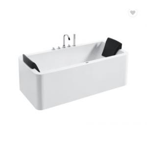 Rectangular 2 Person Soaking Tub Freestanding White Solid Surface Acrylic