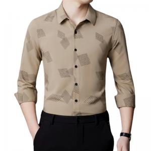 China 2022 100% cotton summer long sleeve shirt fashion solid design for men Pattern Type Solid supplier
