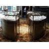 China Bronze Stainless Steel Jewelry Store Showcases Arc Shape With Bottom Cabinet wholesale