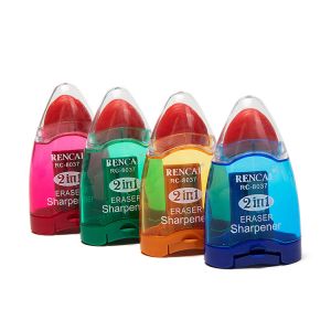 China Rocket Ps Plastic Novelty Pencil Sharpener Eraser Attached on sale