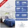 China Low Watt Elegant White Color Retractable Ceiling Fan Light with Crystal Lampshade wholesale