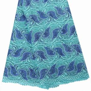 Aqua blue high quality african lace embroidery fabric / 51-52" Multi color guipure lace