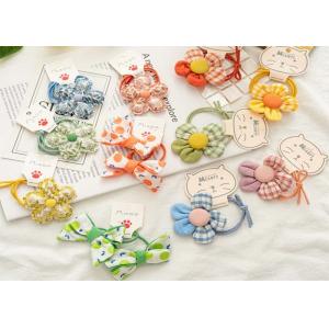 Handmade DIY elastic accessories Children's floral plaid hair rope girl cute cartoon baby hair bow rubber band