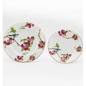 China White ceramic decorative gold edge dinner plate set for wedding party supplier