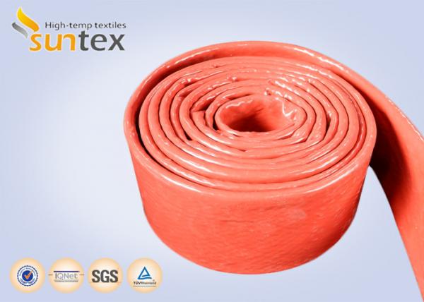 Flame Protection Red High Temp Fiberglass Sleeving Hose And Cable Thermal