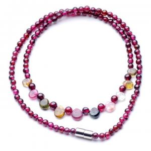 China Pure natural garnet round bead + natural tourmaline necklace The rain princess necklace supplier