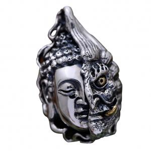 China Women Men Retro Sterling Silver Buddha Demon Design Pendant Necklace N808062 supplier