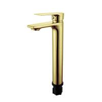 China Tall Basin Mixer Faucet Single Lever Bathroom Golden Brass Hot And Cold Water Dispenser Faucet on sale