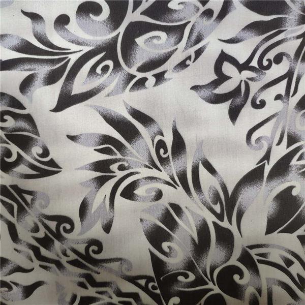 Dyed Polycotton Fabric 90% Polyester 10% Cotton 100gsm Black Flower Pattern